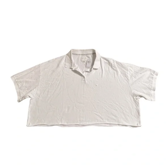 NWT - American Eagle Women’s White Collar Croptop Shirt (White / XL) - Picture 3 of 5